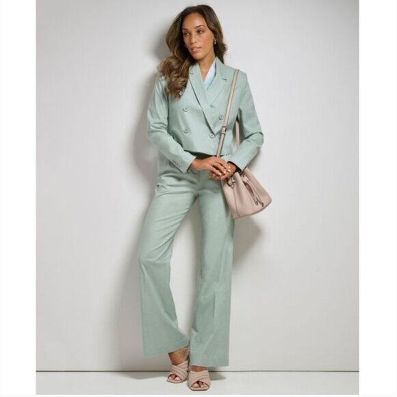 Calvin Klein NWOT Linen-Blend Double breasted Cropped Blazer sz10 - Picture 2 of 15